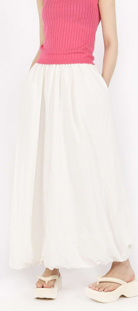 Balloon Hem Parachute Maxi Skirt