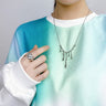 Chain Necklace with Melted Curved Bar Pendant - nightcity clothing