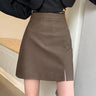 Faux Leather Mini Skirt with Miniature Slit - nightcity clothing