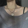 Beaded Chain Necklace with Flower Pendant - nightcity clothing