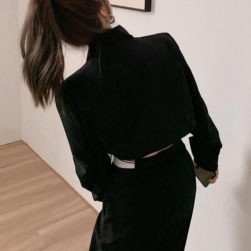 Boxy Cropped Blazer and Color Block Pants Two-Piece Set - nightcity clothing