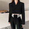 Boxy Cropped Blazer and Color Block Pants Two-Piece Set - nightcity clothing