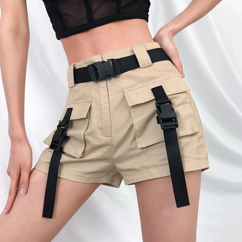 Cargo Shorts with Buckled Pockets - nightcity clothing