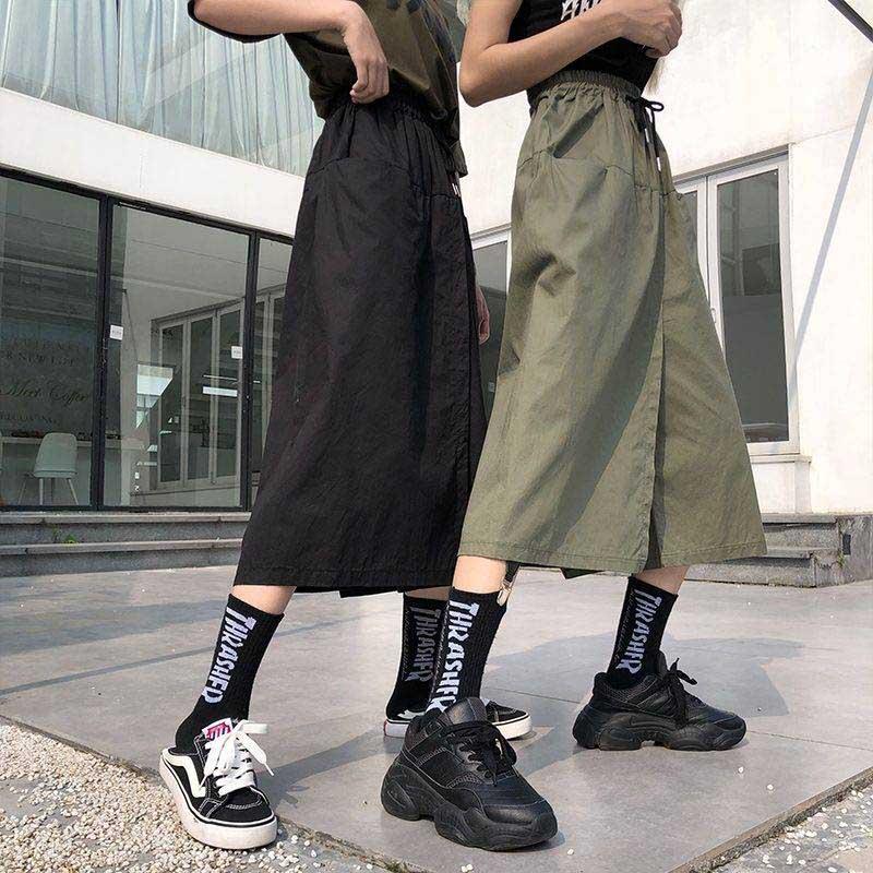 Cargo Split Midi Skirt-Pants - nightcity clothing