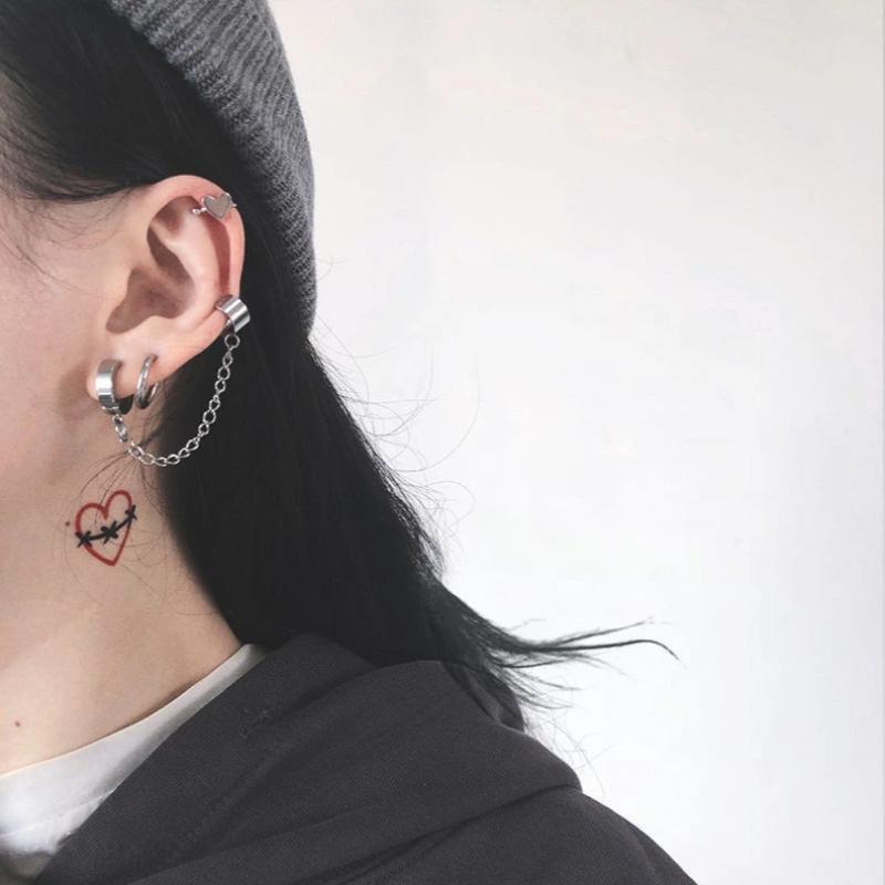 Chain Loop Earring with Chunky Clip-On - nightcity clothing
