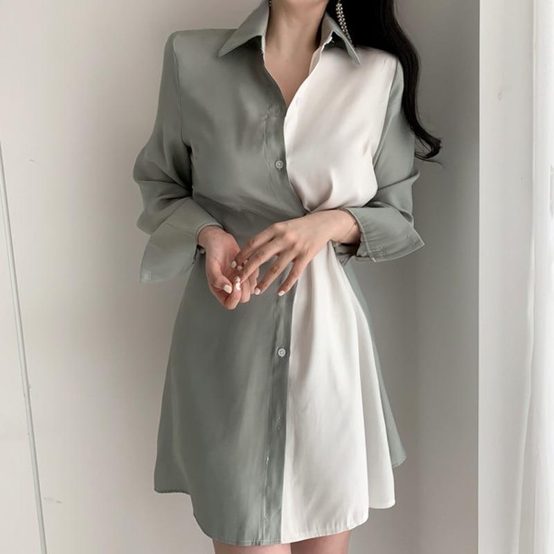 Color Block Asymmetric Longline Shirt - nightcity clothing