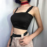 Cropped Tank Top with Buckled Strap - nightcity clothing