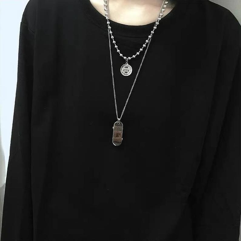 Cross Skateboard and Coin Multi-layer Necklace - nightcity clothing