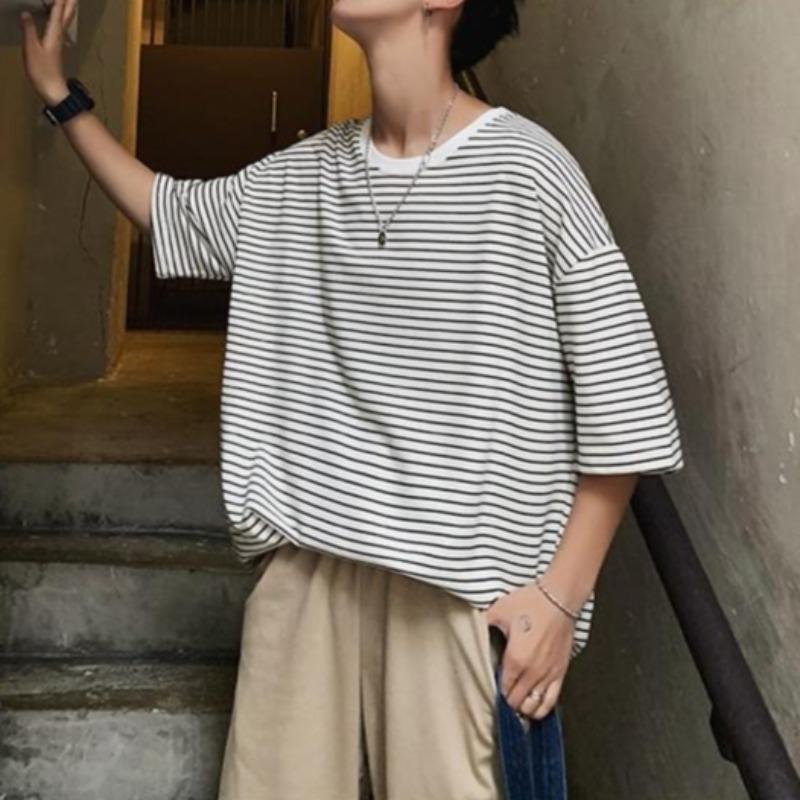 Drop Shoulder Striped Tee - nightcity clothing