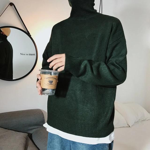 Drop Shoulder Turtleneck Sweater - nightcity clothing
