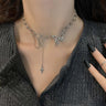 Elliptic Chain Necklace with Hollow Butterfly and Drop Star Pendant - nightcity clothing