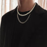 Faux Chunky Beaded Pearl and Chain Necklace - nightcity clothing