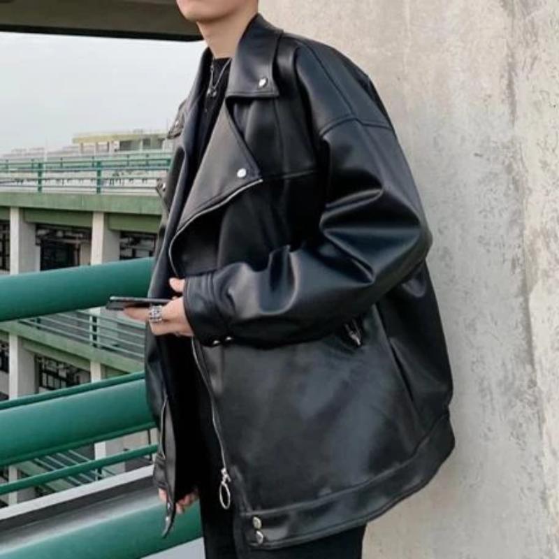 Faux Leather Biker Jacket - nightcity clothing
