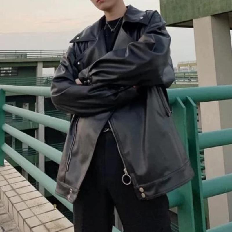 Faux Leather Biker Jacket - nightcity clothing