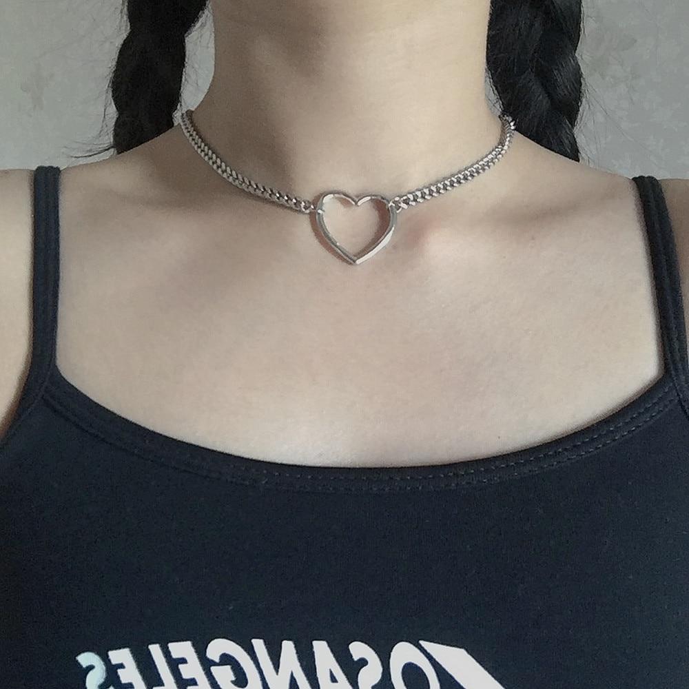 Hollow Heart Pendant Chain Necklace - nightcity clothing