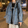 Hooded Frayed Denim Jacket - nightcity clothing