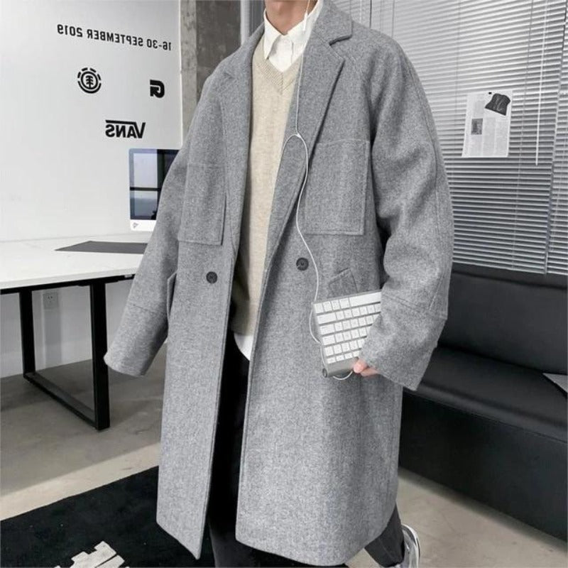 Long Overcoat with Square Pockets - nightcity clothing