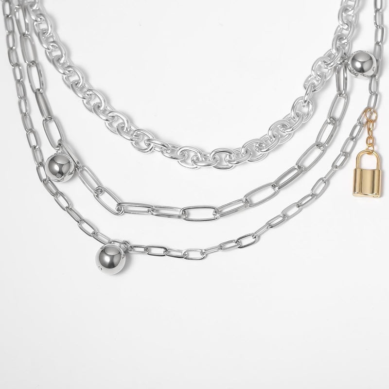 Metal Ball and Lock Pendant Waist Chain - nightcity clothing