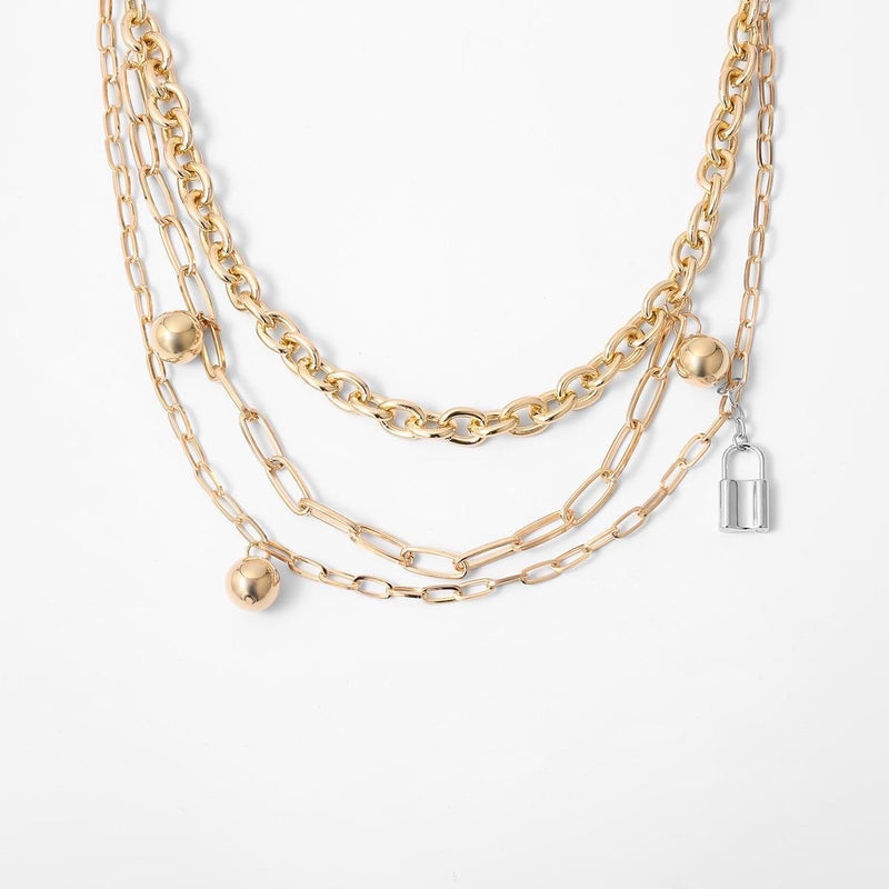 Metal Ball and Lock Pendant Waist Chain - nightcity clothing