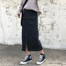 Midi Denim Skirt with Detailed Stitching - nightcity clothing