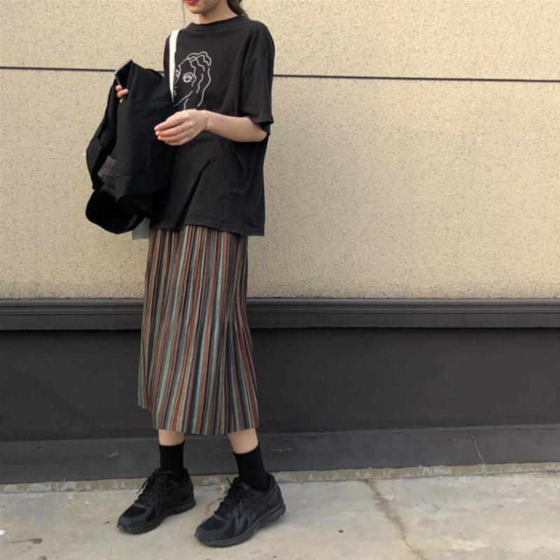 Multi-colored Pleated Midi Skirt - nightcity clothing