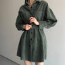 Oversized Belted Corduroy Shirt-Dress - nightcity clothing