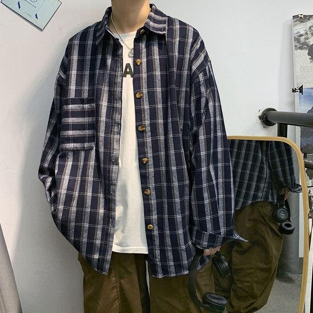 Oversized Classic Plaid Shirt - nightcity clothing