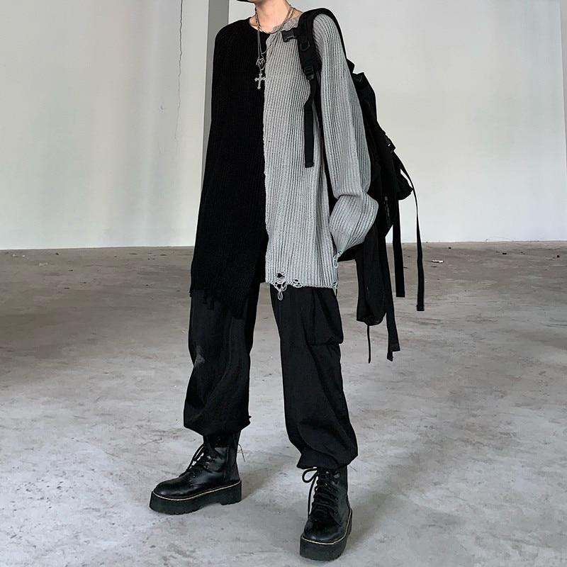 Oversized Color Block Knit Sweater - nightcity clothing