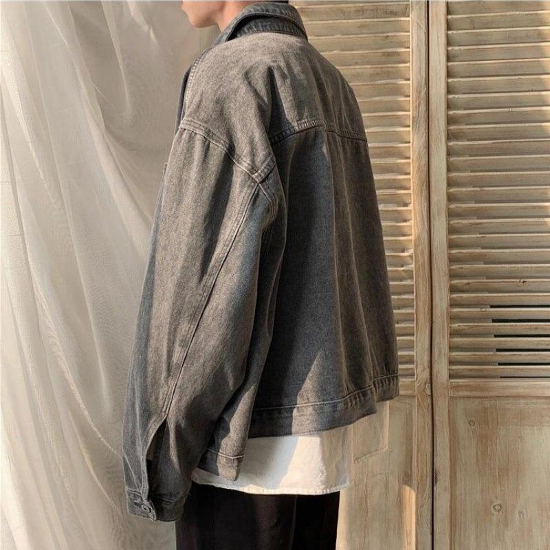 Oversized Denim Jacket with Detailed Stitching - nightcity clothing