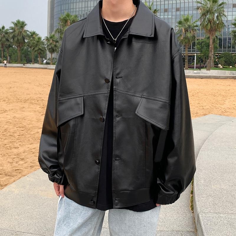 Oversized Faux Leather Flight Jacket - nightcity clothing