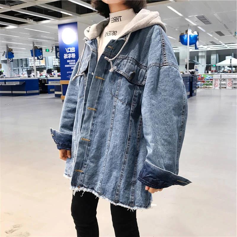 Oversized Hooded Denim Jacket - nightcity clothing