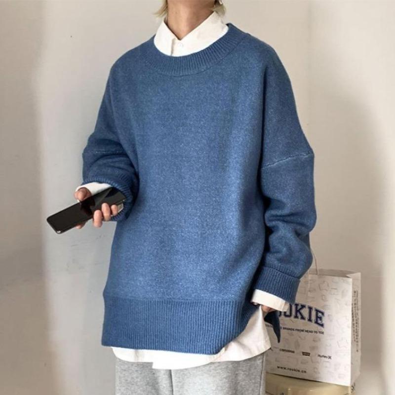 Oversized Knit Sweater with Split Hem - nightcity clothing