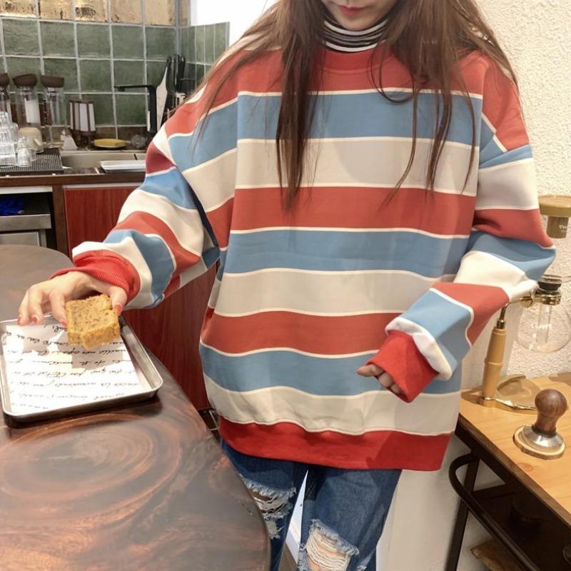 Oversized Pastel Striped Sweatshirt - nightcity clothing