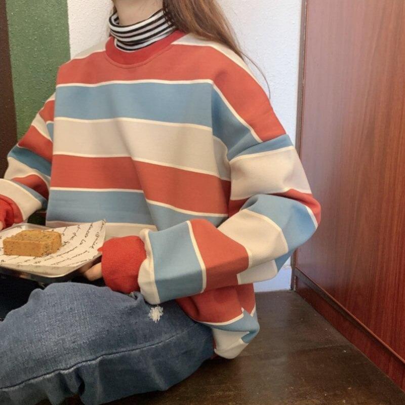 Oversized Pastel Striped Sweatshirt - nightcity clothing