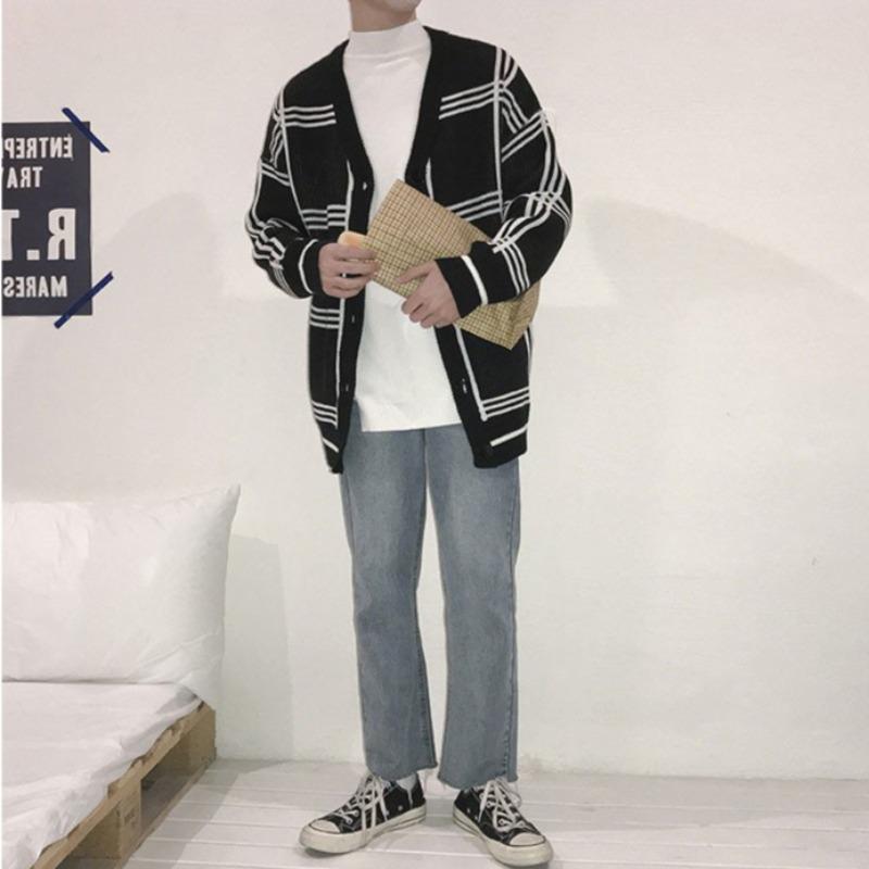 Oversized Plaid Knit Cardigan - nightcity clothing
