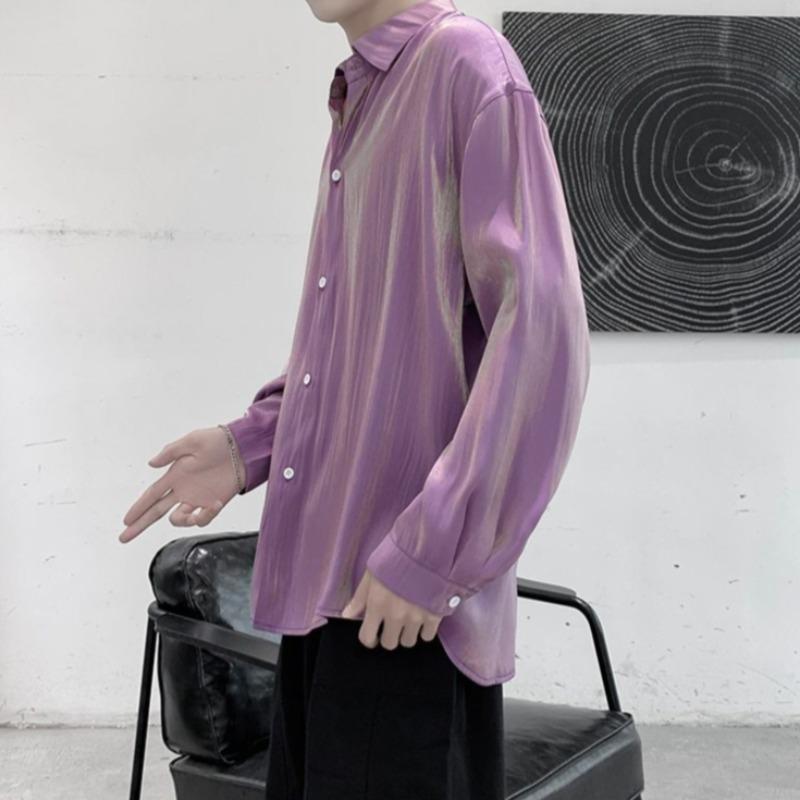 Oversized Reflective Silk Shirt - nightcity clothing