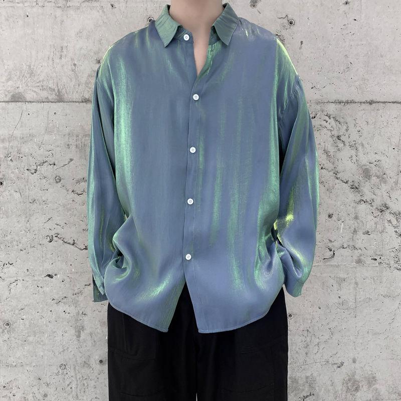 Oversized Reflective Silk Shirt - nightcity clothing