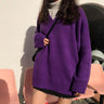 Oversized Ribbed V-Neck Collar Knit Sweater - nightcity clothing