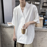 Oversized Satin Single-Breasted Short Sleeve Shirt - nightcity clothing