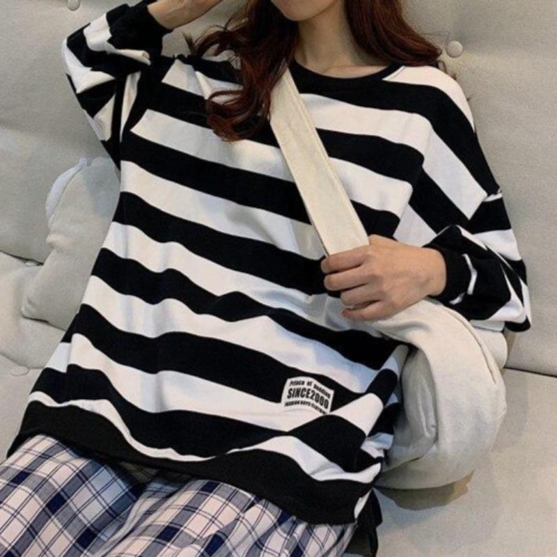 Oversized Striped Lightweight Sweatshirt - nightcity clothing