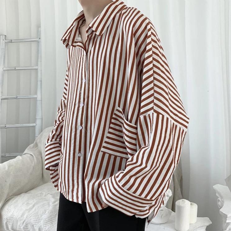 Oversized Striped Shirt - nightcity clothing