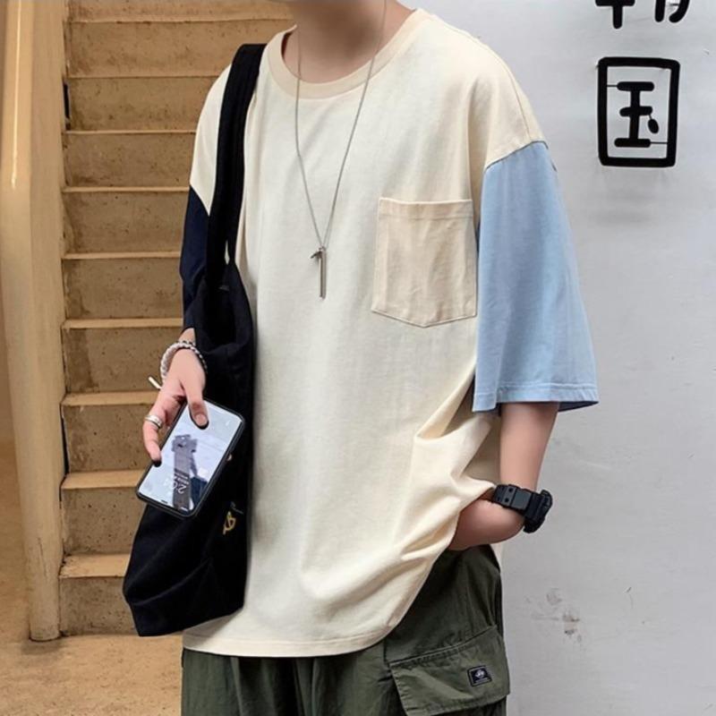 Oversized Tee with Color Block Sleeves - nightcity clothing