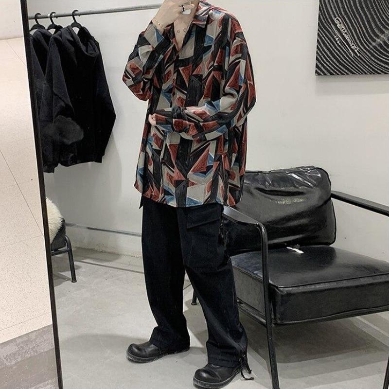 Oversized Vintage-Patterned Print Shirt - nightcity clothing