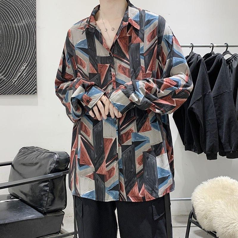 Oversized Vintage-Patterned Print Shirt - nightcity clothing