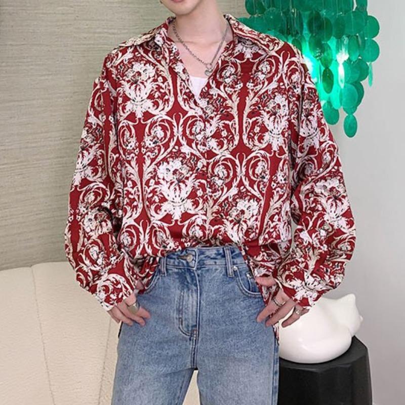 Oversized Vintage-Patterned Print Shirt II - nightcity clothing