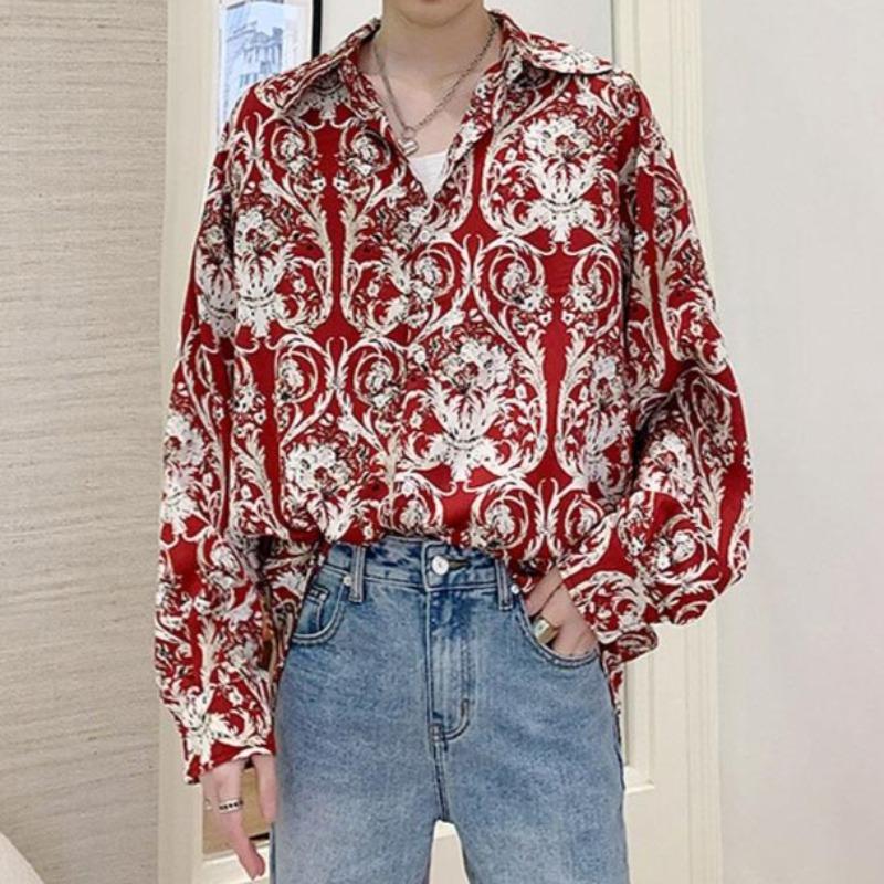 Oversized Vintage-Patterned Print Shirt II - nightcity clothing
