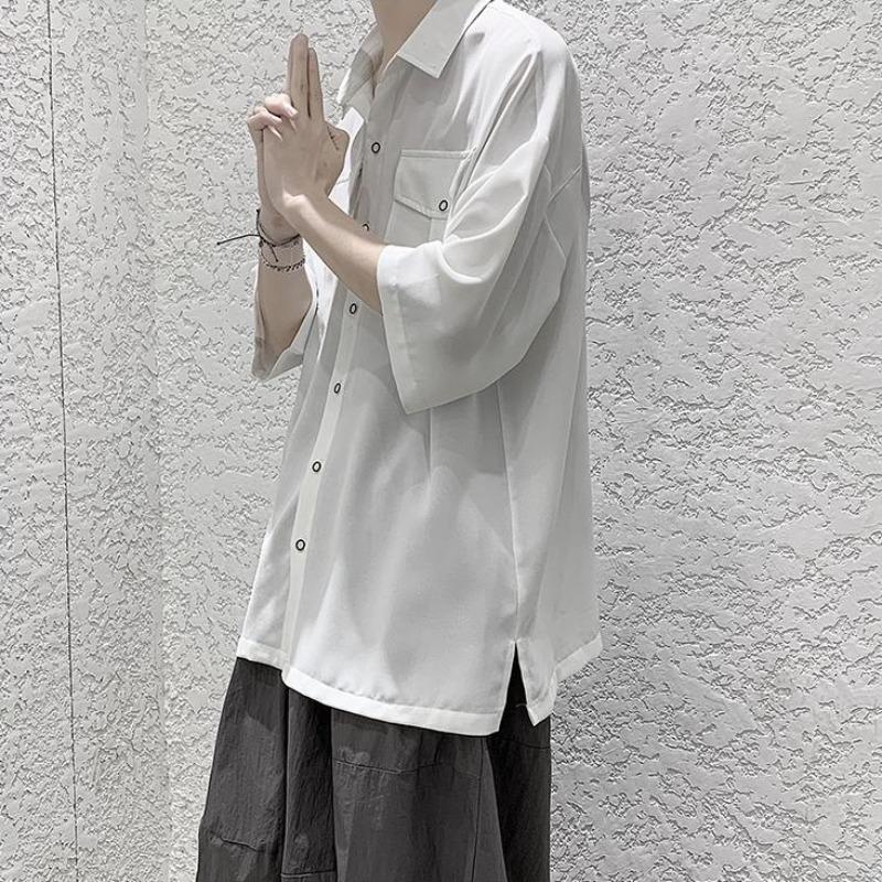 Oversized Worker Short Sleeve Shirt with Straps - nightcity clothing