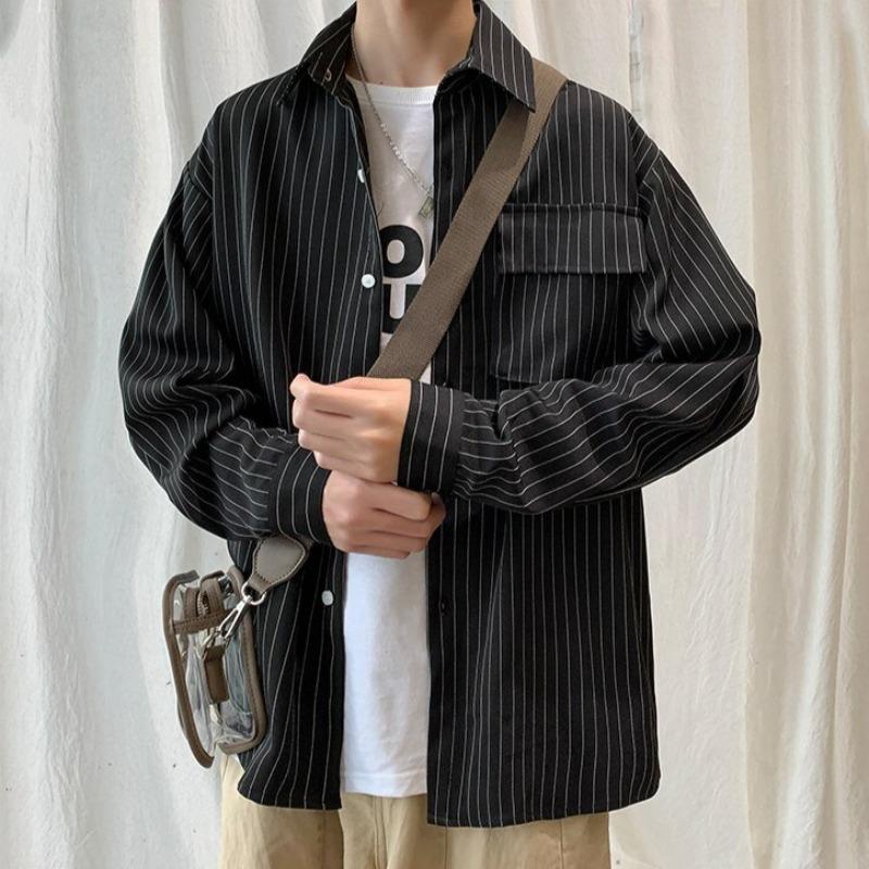 Pinstripe Shirt with Square Pocket - nightcity clothing
