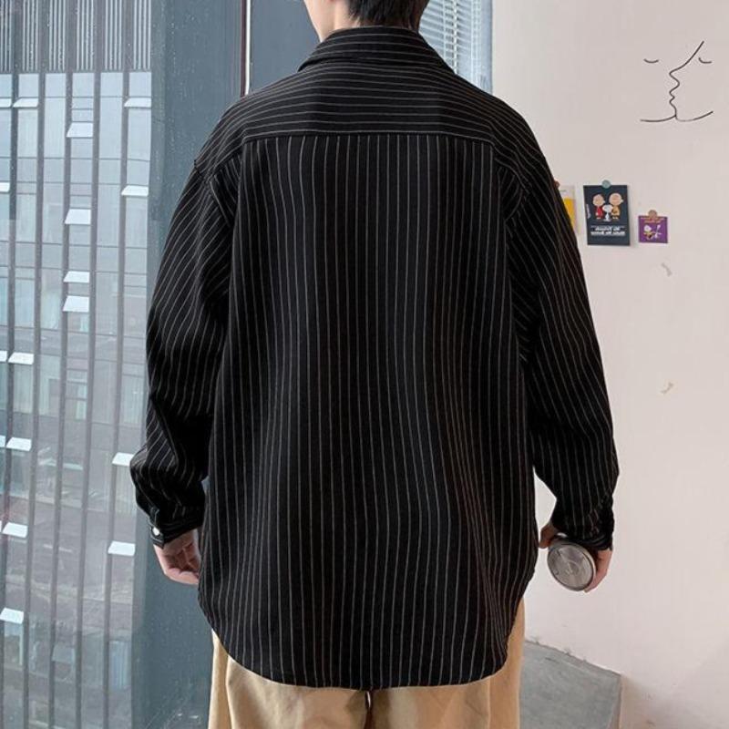 Pinstripe Shirt with Square Pocket - nightcity clothing