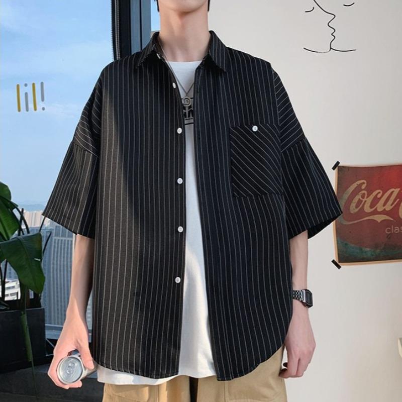 Pinstripe Short Sleeve Shirt - nightcity clothing